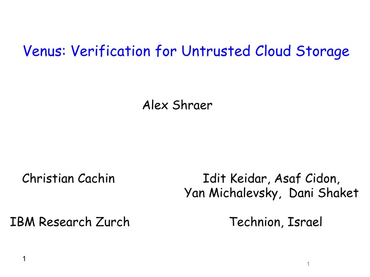 venus verification for untrusted cloud storage