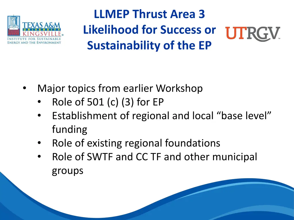 llmep thrust area 3 likelihood for success 1