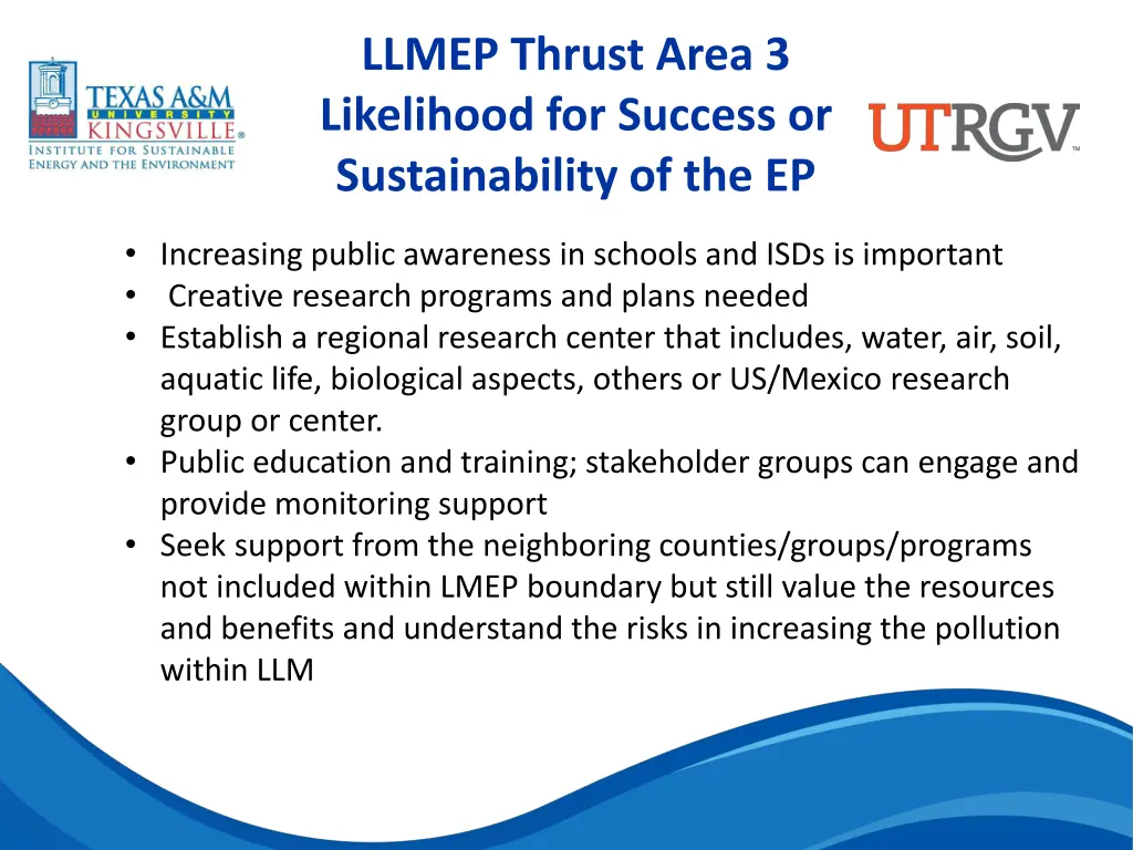 llmep thrust area 3 likelihood for success 3