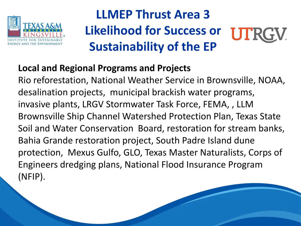 llmep thrust area 3 likelihood for success 6