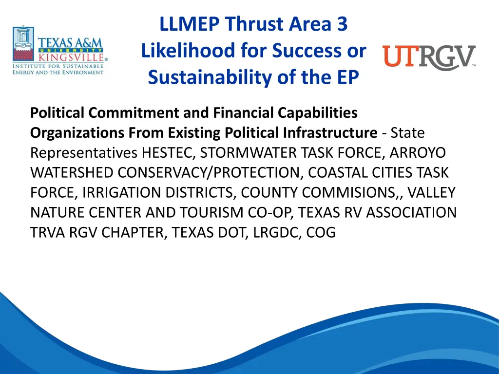 llmep thrust area 3 likelihood for success 8