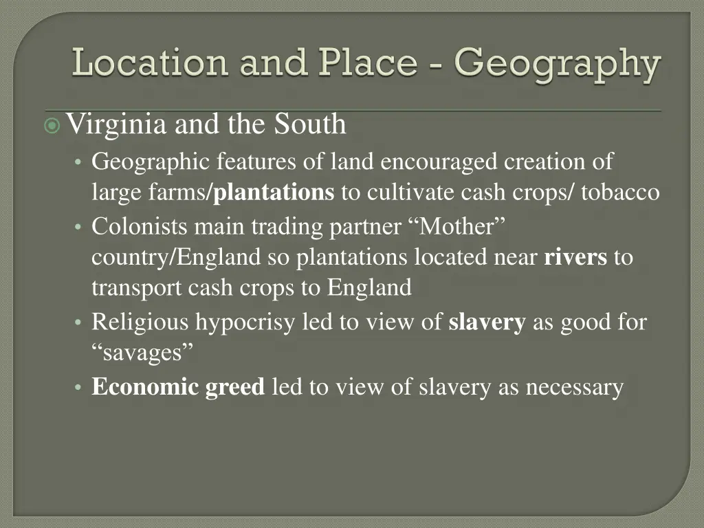 virginia and the south geographic features