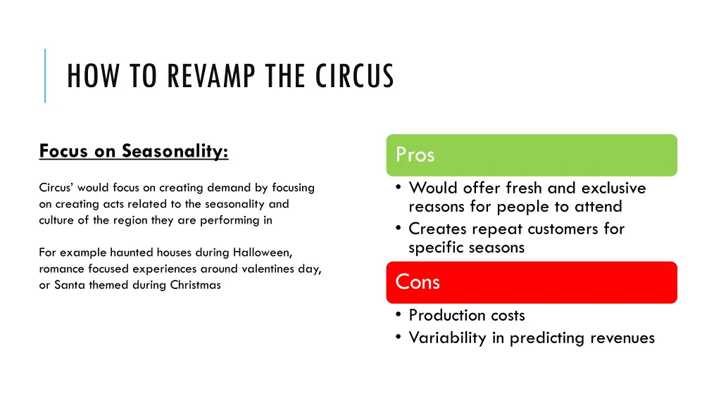 how to revamp the circus