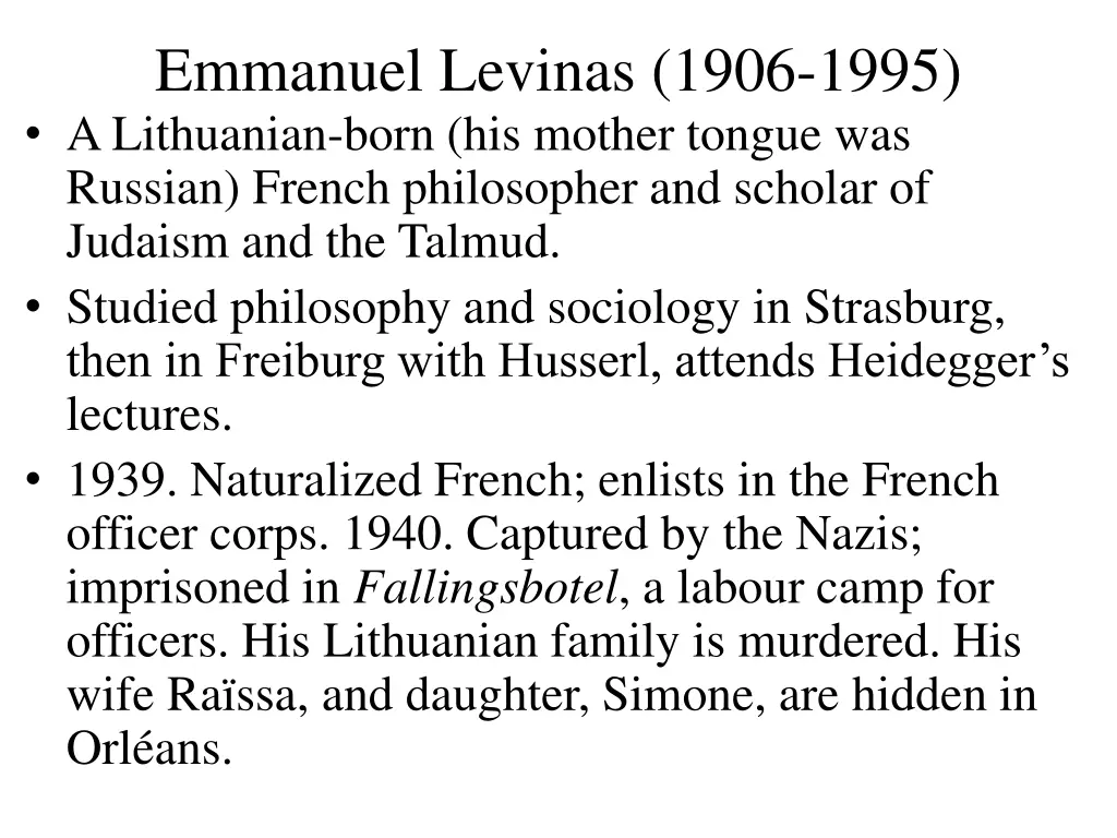 emmanuel levinas 1906 1995 a lithuanian born