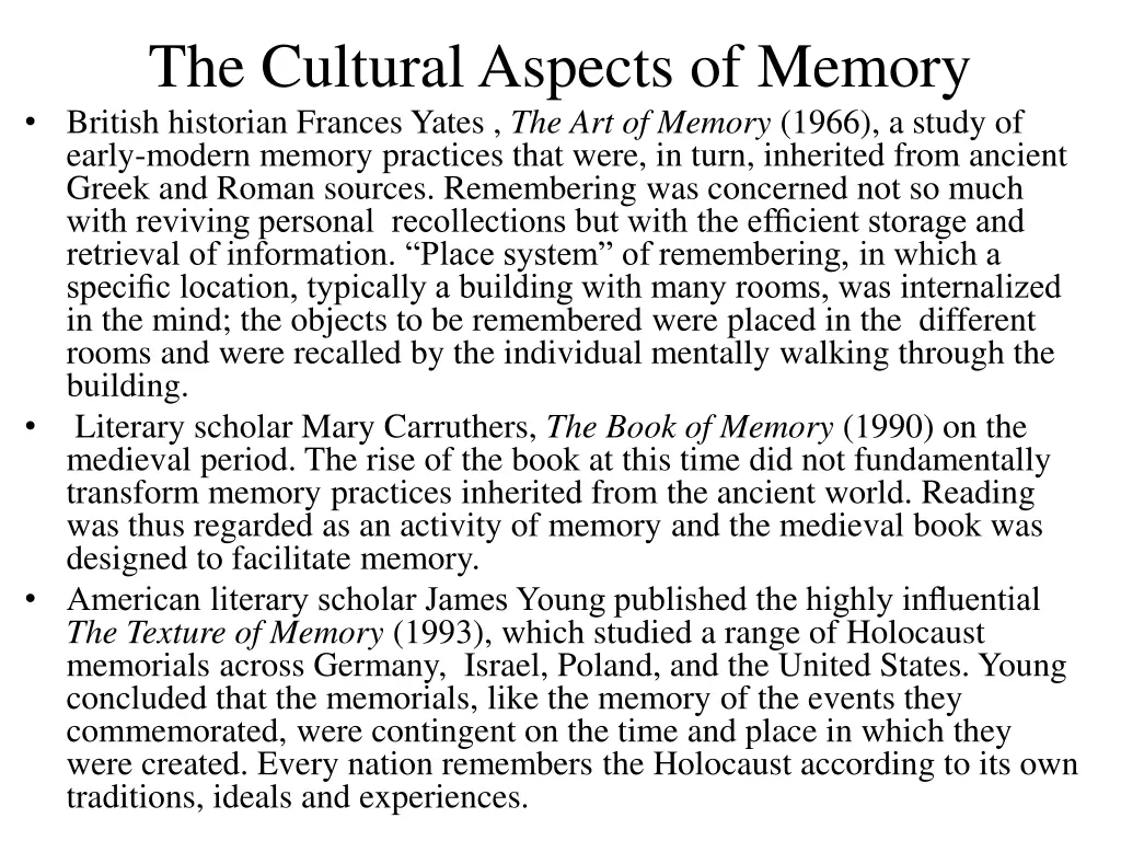 the cultural aspects of memory british historian