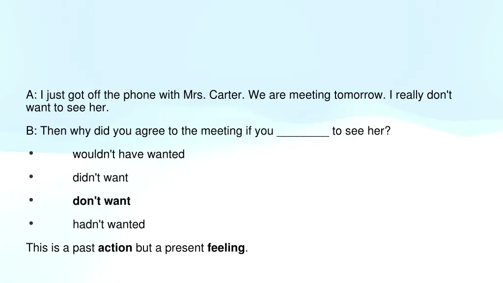 a i just got off the phone with mrs carter