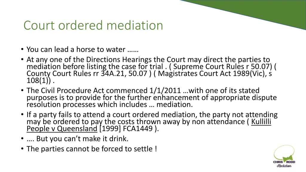 court ordered mediation