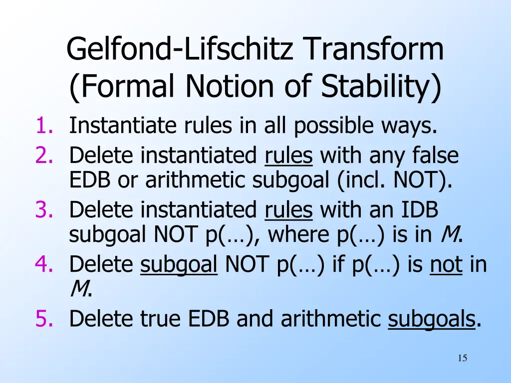 gelfond lifschitz transform formal notion