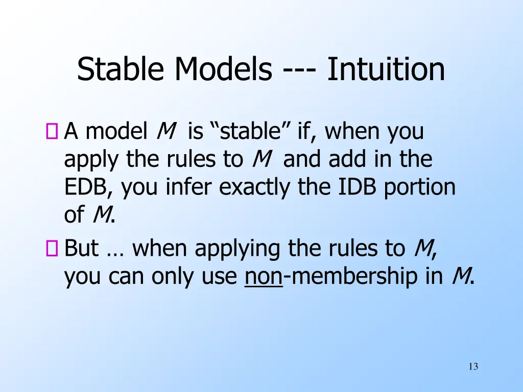 stable models intuition