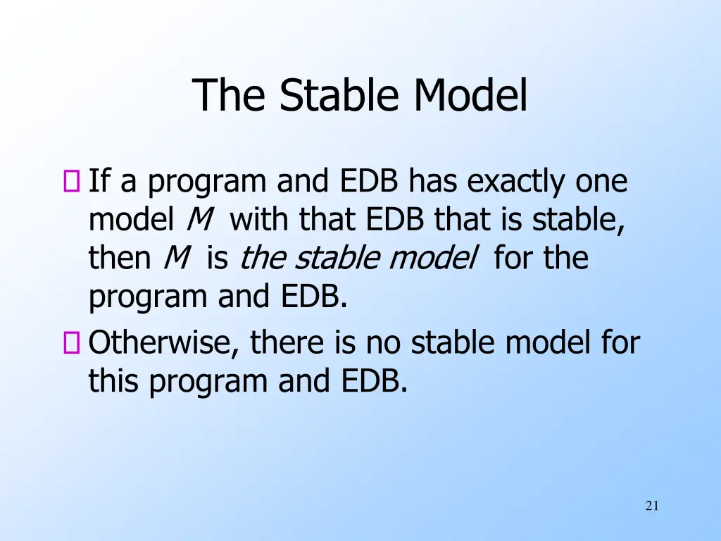 the stable model