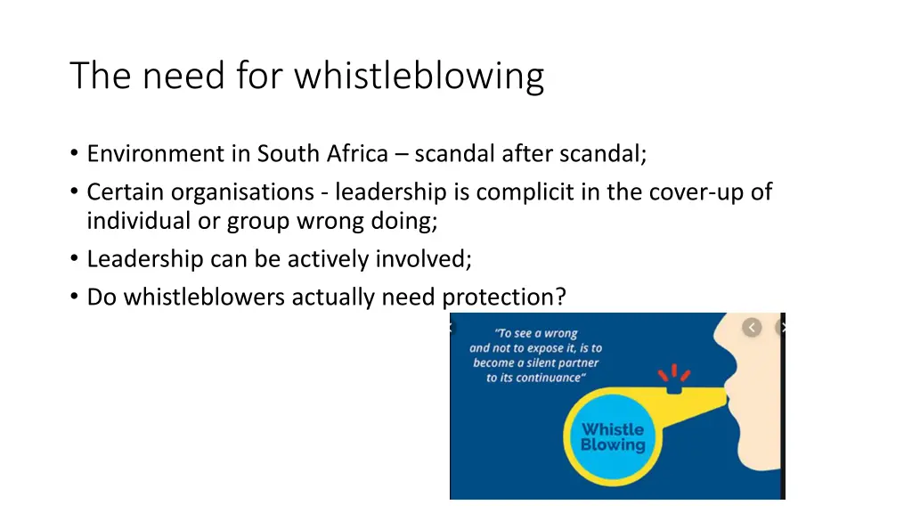 the need for whistleblowing