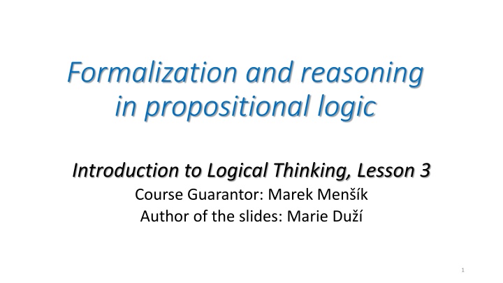 formalization and reasoning in propositional logic