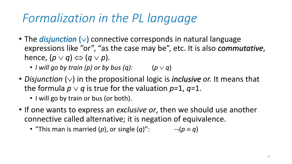 formalization in the pl language 2