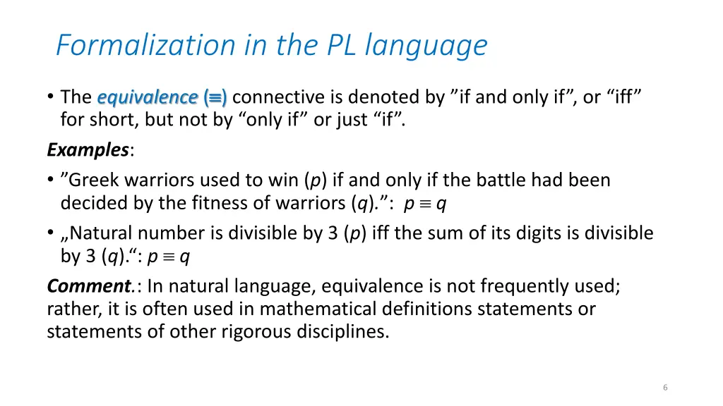 formalization in the pl language 4