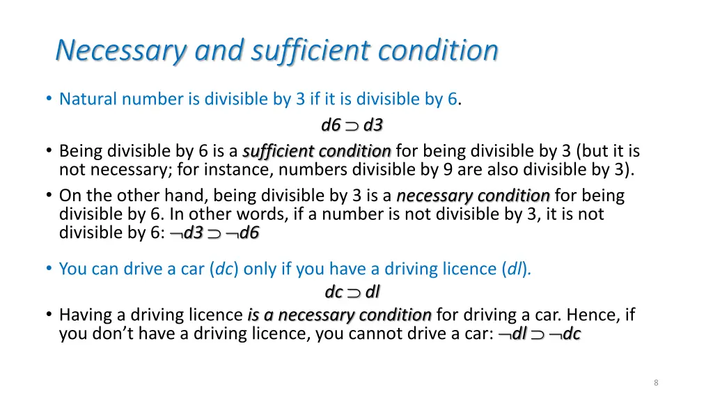 necessary and sufficient condition