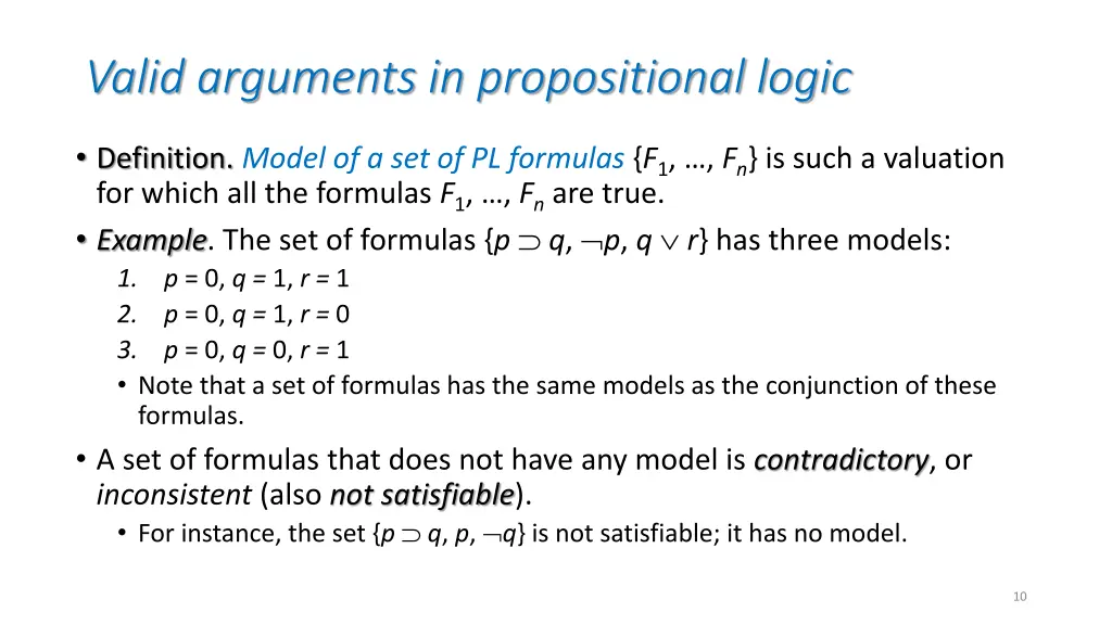 valid arguments in propositional logic 1