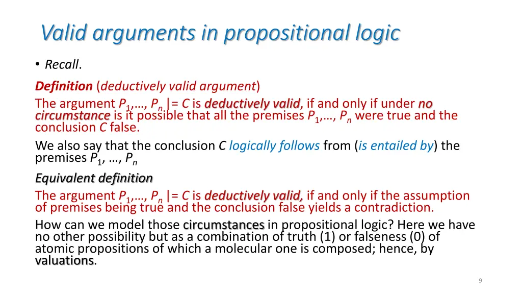 valid arguments in propositional logic