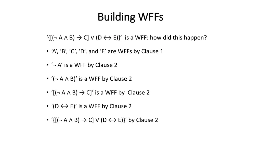 building wffs building wffs