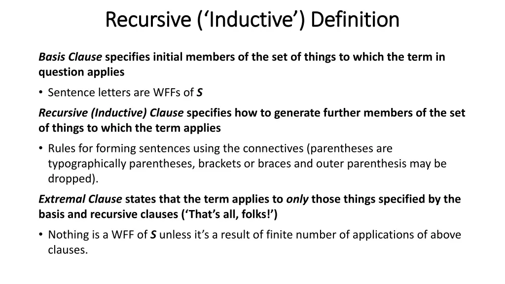 recursive inductive definition recursive