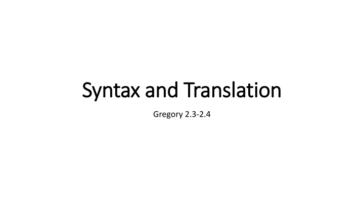 syntax and translation syntax and translation