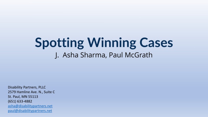 spotting winning cases j asha sharma paul mcgrath