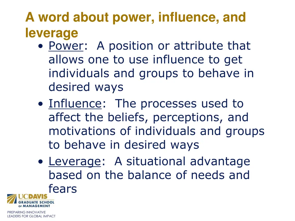 a word about power influence and leverage power