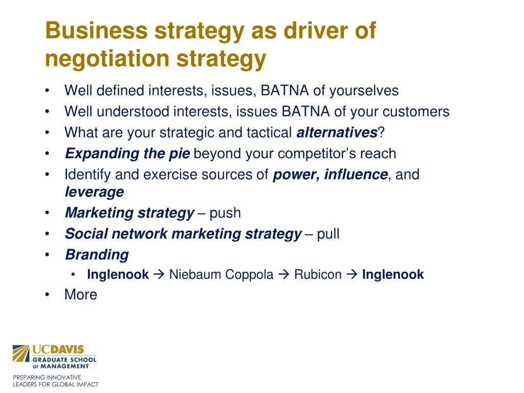 business strategy as driver of negotiation