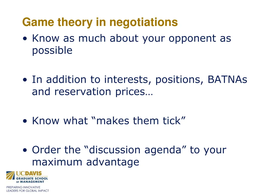 game theory in negotiations know as much about