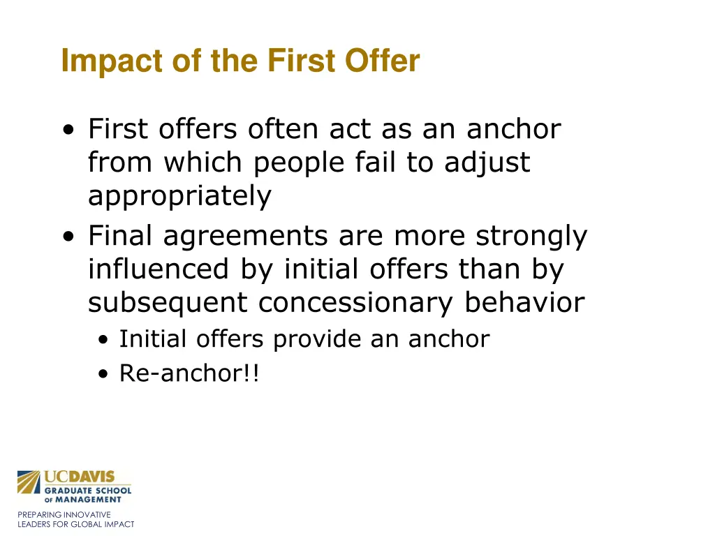 impact of the first offer