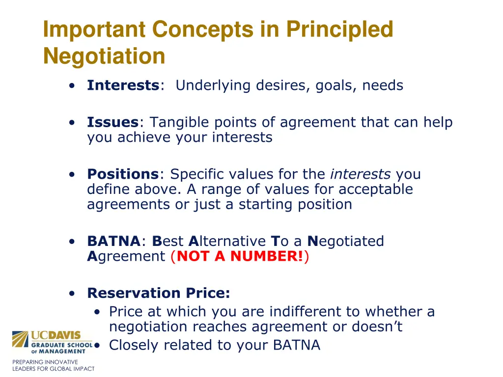 important concepts in principled negotiation