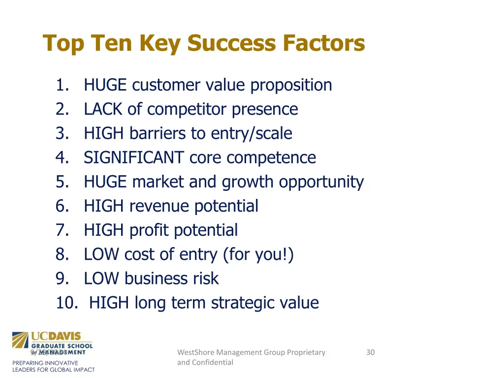 top ten key success factors