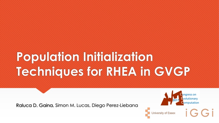 population initialization techniques for rhea