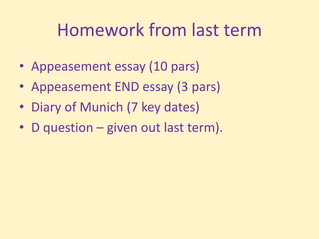 homework from last term