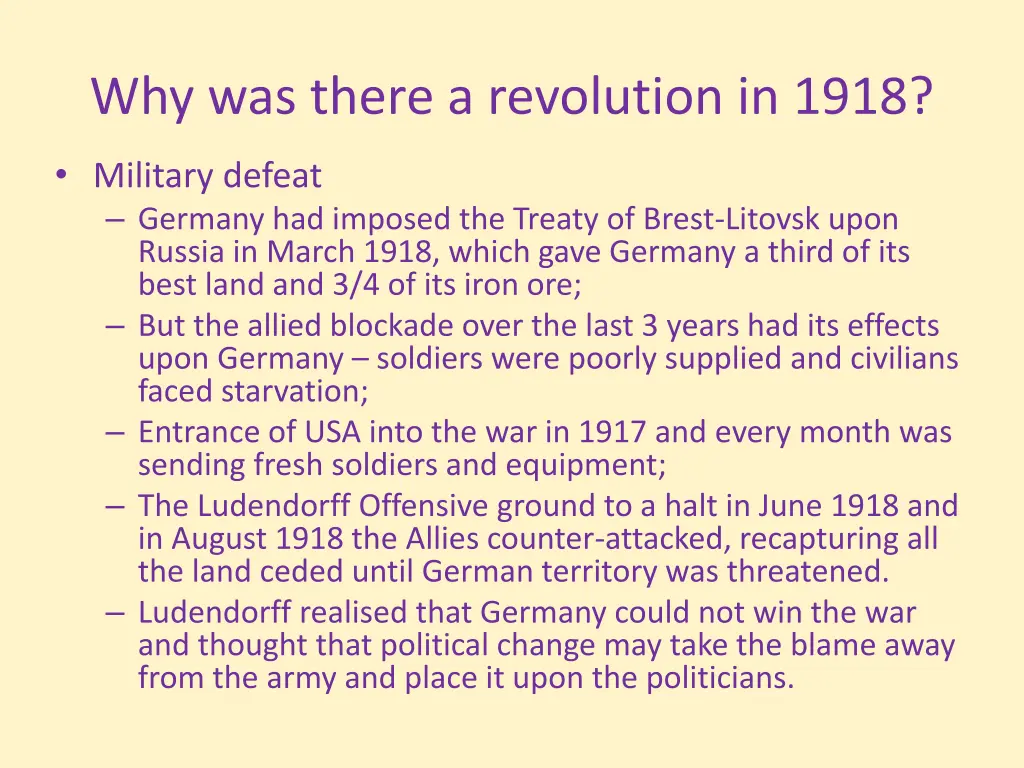 why was there a revolution in 1918