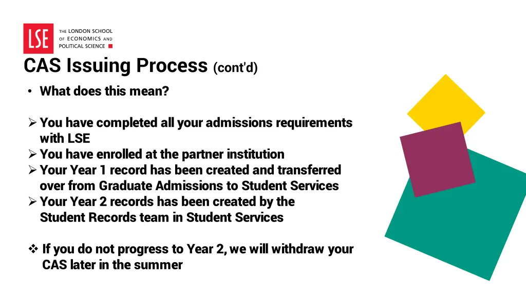 cas issuing process cont d what does this mean