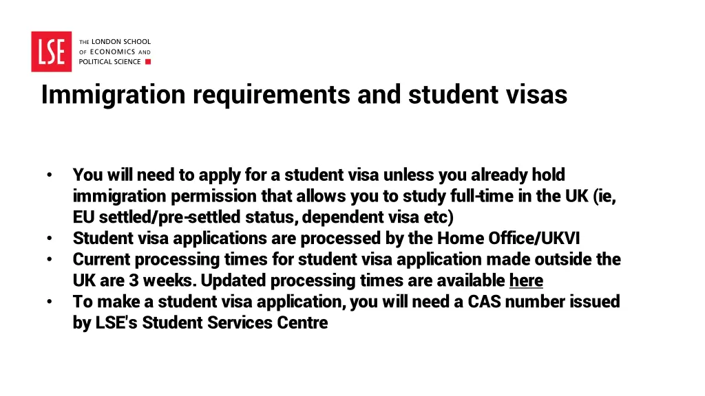 immigration requirements and student visas