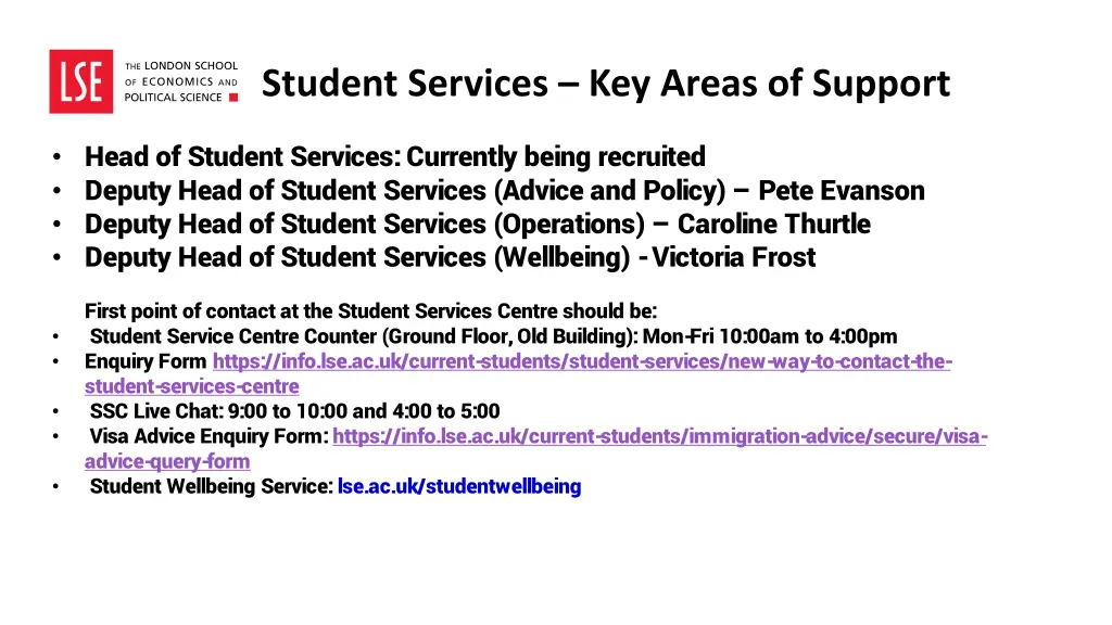 student services key areas of support