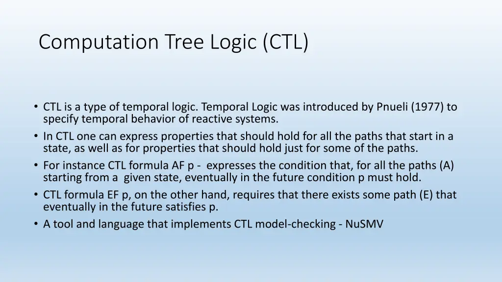 computation tree logic ctl