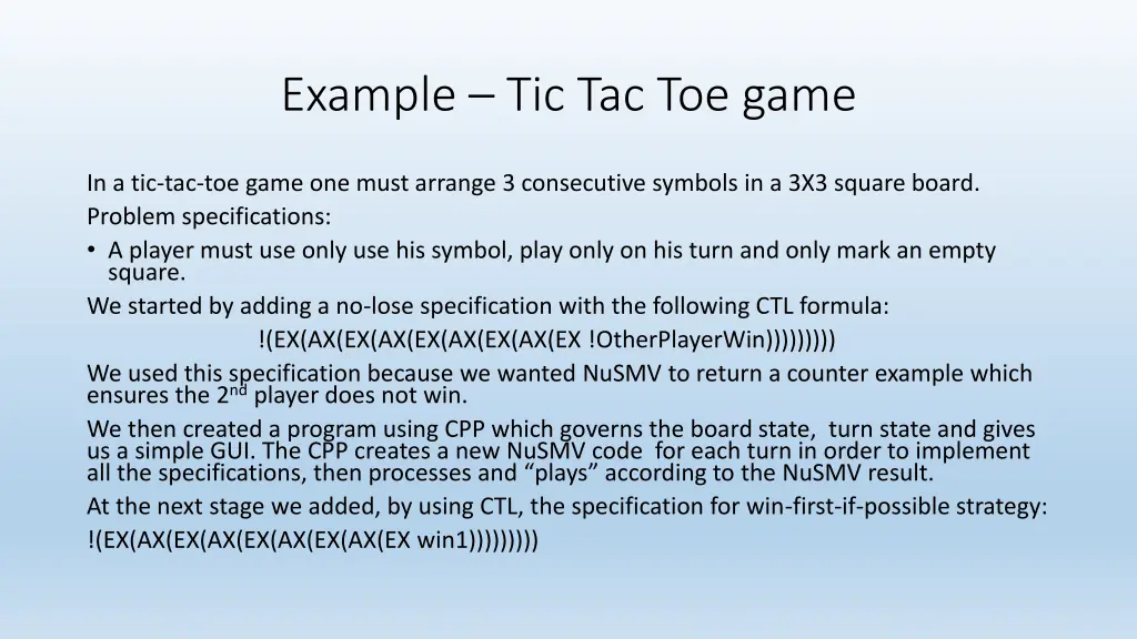 example tic tac toe game