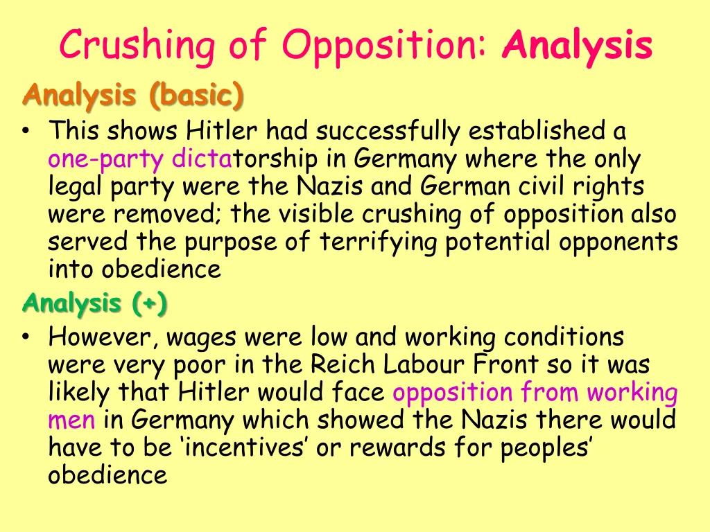 crushing of opposition analysis