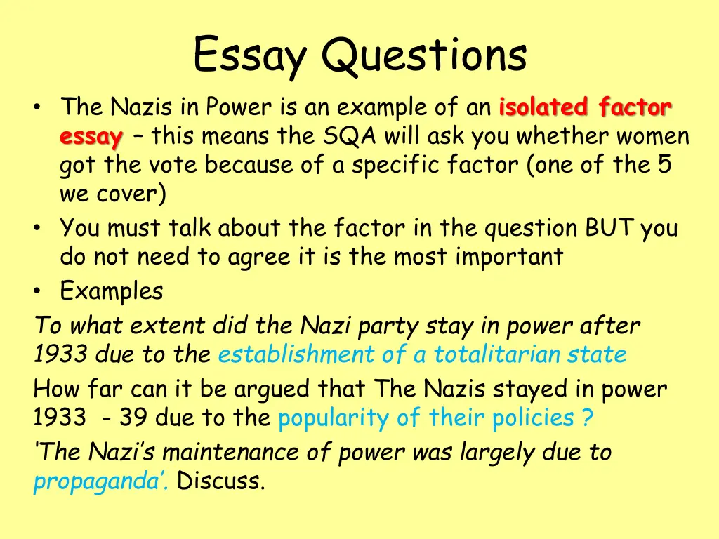 essay questions the nazis in power is an example