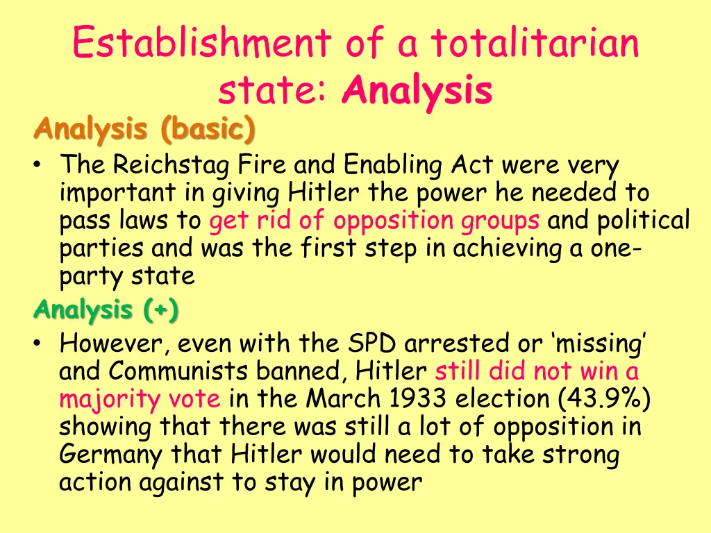 establishment of a totalitarian state analysis