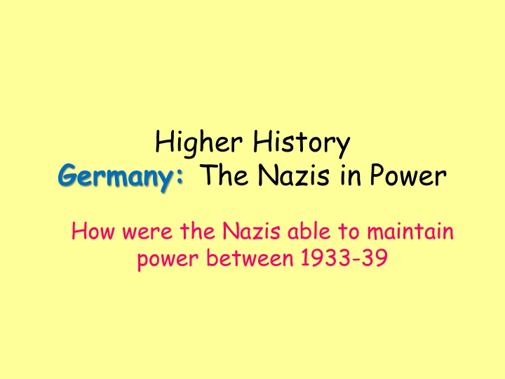 higher history germany the nazis in power