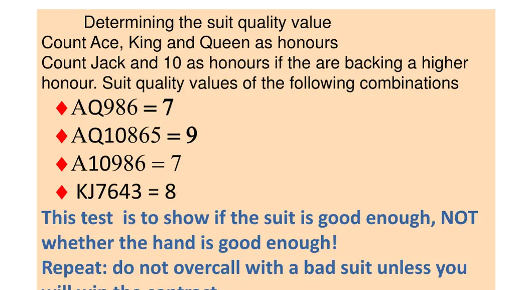 determining the suit quality value count ace king