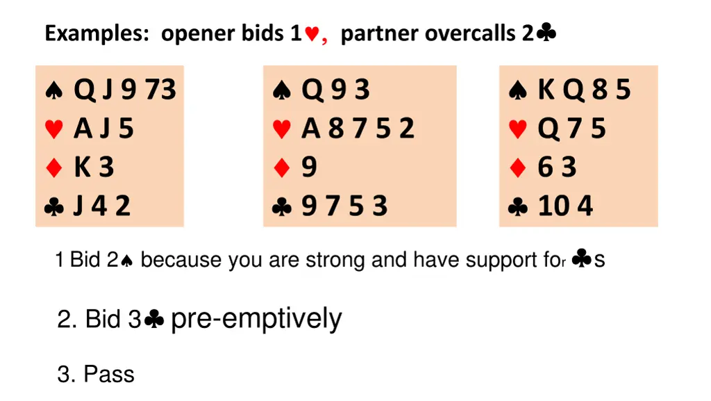 examples opener bids 1 partner overcalls 2