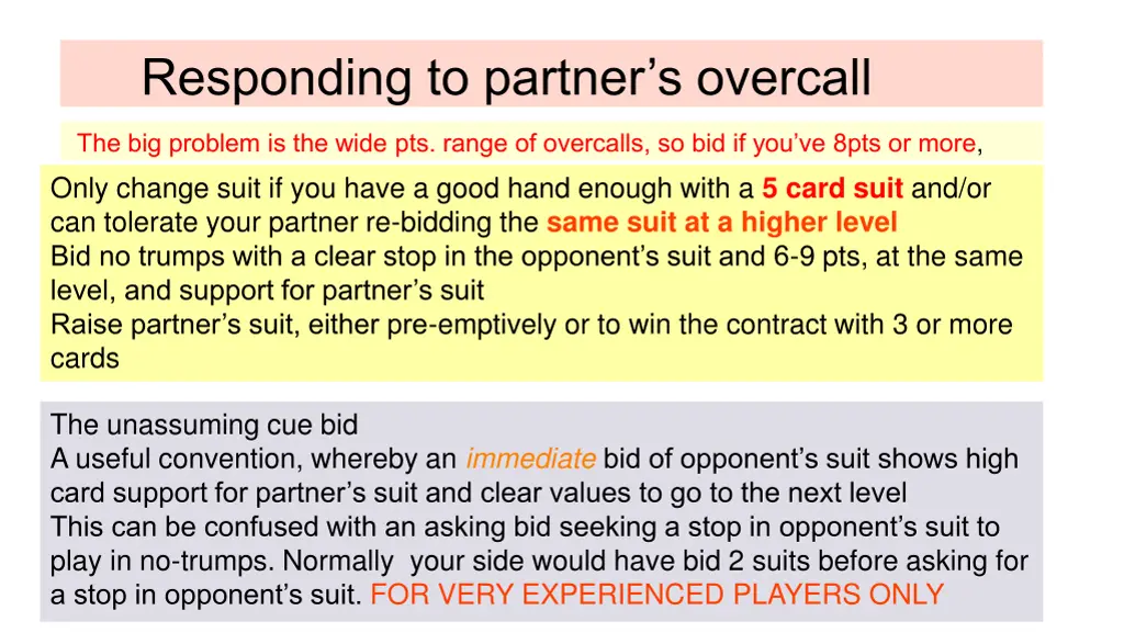 responding to partner s overcall