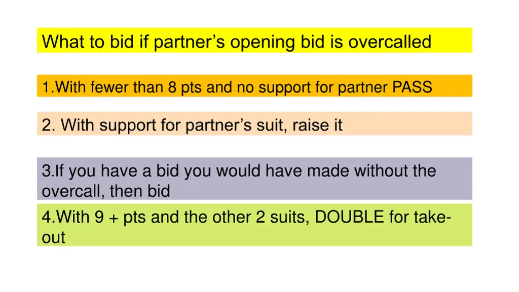 what to bid if partner s opening bid is overcalled