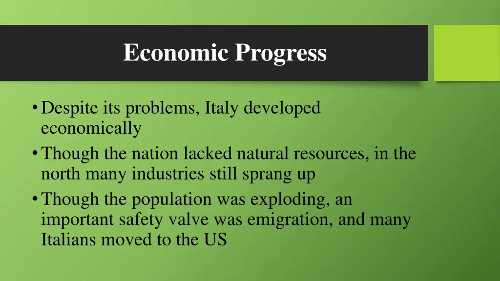 economic progress