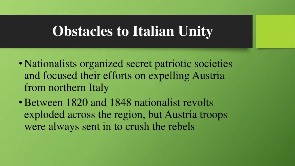 obstacles to italian unity 2