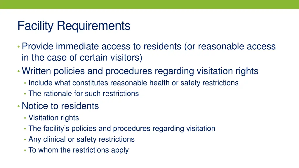 facility requirements